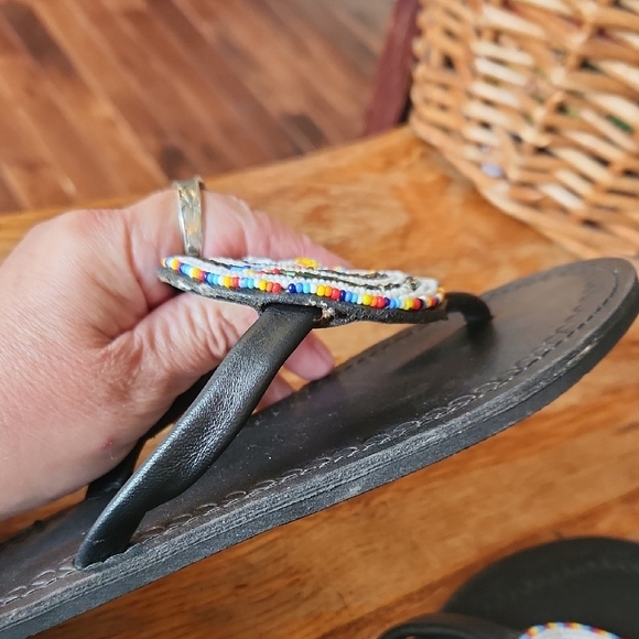 Black Beaded Sandals - Picture 5 of 11